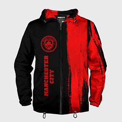 Ветровка с капюшоном мужская Manchester City - red gradient по-вертикали, цвет: 3D-черный
