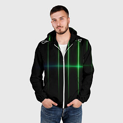 Ветровка с капюшоном мужская The line is green black, цвет: 3D-белый — фото 2