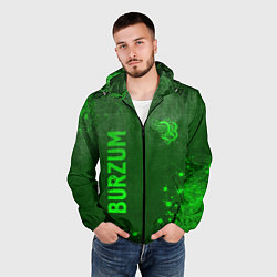 Ветровка с капюшоном мужская Burzum - green gradient вертикально, цвет: 3D-черный — фото 2