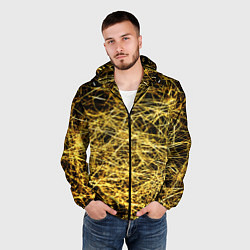 Ветровка с капюшоном мужская Золотое плетение на черном, цвет: 3D-черный — фото 2