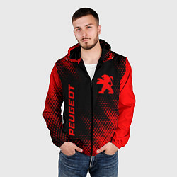 Ветровка с капюшоном мужская Peugeot - red gradient вертикально, цвет: 3D-черный — фото 2