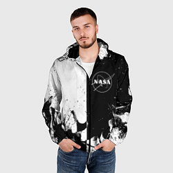 Ветровка с капюшоном мужская Nasa черно белый огонь, цвет: 3D-черный — фото 2
