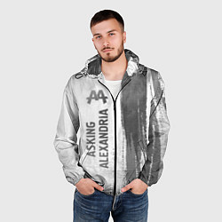 Ветровка с капюшоном мужская Asking Alexandria - white gradient по-вертикали, цвет: 3D-черный — фото 2