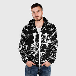 Ветровка с капюшоном мужская Monster energy белые штрихи краско, цвет: 3D-белый — фото 2