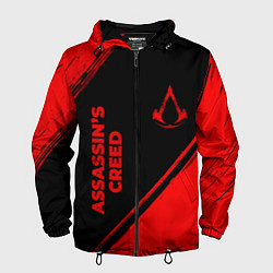 Ветровка с капюшоном мужская Assassins Creed - red gradient вертикально, цвет: 3D-черный