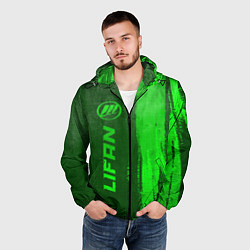 Ветровка с капюшоном мужская Lifan - green gradient по-вертикали, цвет: 3D-черный — фото 2