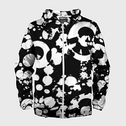 Ветровка с капюшоном мужская Модная чб абстракция - нейроарт, цвет: 3D-белый