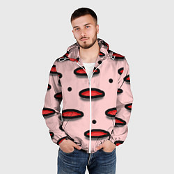 Ветровка с капюшоном мужская Круги маркер - паттерн, цвет: 3D-белый — фото 2