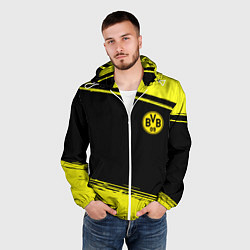 Ветровка с капюшоном мужская Borussia жёлтые полосы, цвет: 3D-белый — фото 2