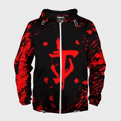 Ветровка с капюшоном мужская Doom красные краски, цвет: 3D-белый