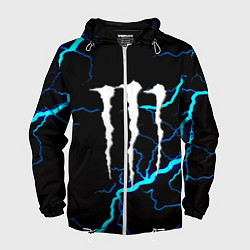 Ветровка с капюшоном мужская Monster energy неоновые молнии, цвет: 3D-белый