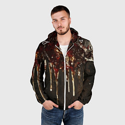 Ветровка с капюшоном мужская Стекающий мед - текстура, цвет: 3D-белый — фото 2