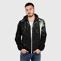 Ветровка с капюшоном мужская Белые брызги на черном, цвет: 3D-белый — фото 2