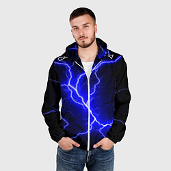 Ветровка с капюшоном мужская Color blue black, цвет: 3D-белый — фото 2