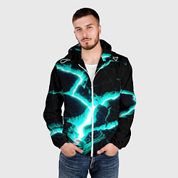 Ветровка с капюшоном мужская Color light blue black, цвет: 3D-белый — фото 2