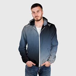 Ветровка с капюшоном мужская Чёрно-синий текстурированный градиент пополам, цвет: 3D-белый — фото 2