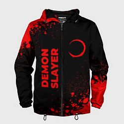 Ветровка с капюшоном мужская Demon Slayer - red gradient вертикально, цвет: 3D-черный