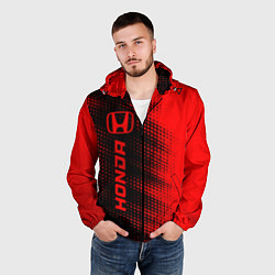 Ветровка с капюшоном мужская Honda - red gradient по-вертикали, цвет: 3D-черный — фото 2