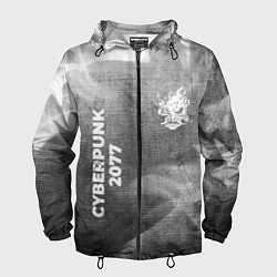 Мужская ветровка Cyberpunk 2077 - grey gradient вертикально