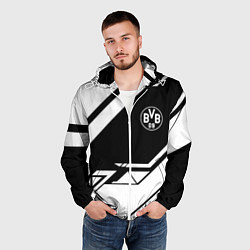 Ветровка с капюшоном мужская Borussia geometry black, цвет: 3D-белый — фото 2