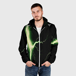 Ветровка с капюшоном мужская Lightning yellow текстура, цвет: 3D-белый — фото 2