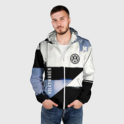 Ветровка с капюшоном мужская Volkswagen логотип, цвет: 3D-белый — фото 2
