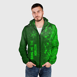 Ветровка с капюшоном мужская Bring Me the Horizon - green gradient по-вертикали, цвет: 3D-черный — фото 2
