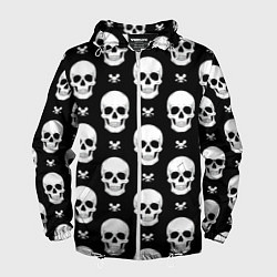 Ветровка с капюшоном мужская Черепной фон, цвет: 3D-белый