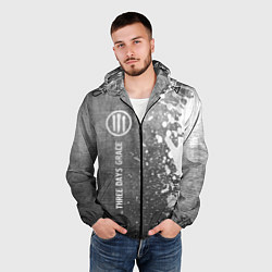 Ветровка с капюшоном мужская Three Days Grace - grey gradient по-вертикали, цвет: 3D-черный — фото 2