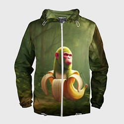 Ветровка с капюшоном мужская Шимпанзини бананини ии мем, цвет: 3D-белый