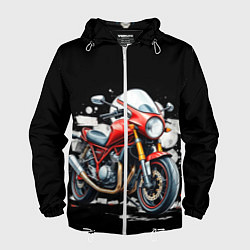 Ветровка с капюшоном мужская Red Moto, цвет: 3D-белый