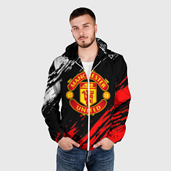 Ветровка с капюшоном мужская Манчестер юнайтед краски текстура, цвет: 3D-белый — фото 2