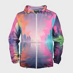 Мужская ветровка Город в розовом тумане