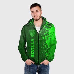 Ветровка с капюшоном мужская Sevilla - green gradient по-вертикали, цвет: 3D-черный — фото 2