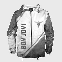 Ветровка с капюшоном мужская Bon Jovi - white gradient вертикально, цвет: 3D-черный