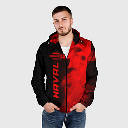 Ветровка с капюшоном мужская Haval - red gradient по-вертикали, цвет: 3D-черный — фото 2