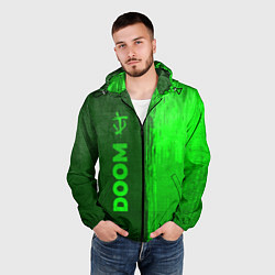 Ветровка с капюшоном мужская Doom - green gradient по-вертикали, цвет: 3D-черный — фото 2