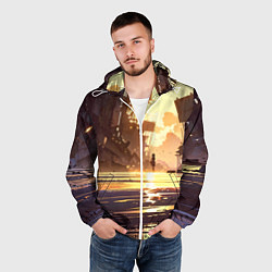 Ветровка с капюшоном мужская Аниме под солнцем, цвет: 3D-белый — фото 2