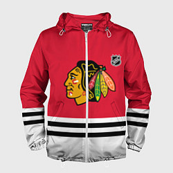 Ветровка с капюшоном мужская Чикаго Блэкхокс хоккей, цвет: 3D-белый