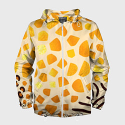 Ветровка с капюшоном мужская Золотистые пятна жирафа, цвет: 3D-белый