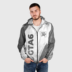 Ветровка с капюшоном мужская GTA6 - white gradient вертикально, цвет: 3D-черный — фото 2