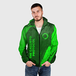 Ветровка с капюшоном мужская The Callisto Protocol - green gradient вертикально, цвет: 3D-черный — фото 2