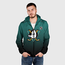 Ветровка с капюшоном мужская Анахайм Дакс - зеленый градиент, цвет: 3D-черный — фото 2
