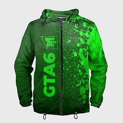 Ветровка с капюшоном мужская GTA6 - green gradient по-вертикали, цвет: 3D-черный