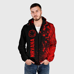Ветровка с капюшоном мужская Nirvana - red gradient по-вертикали, цвет: 3D-черный — фото 2