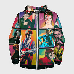 Ветровка с капюшоном мужская David Bowie vintage collage, цвет: 3D-белый
