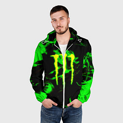 Ветровка с капюшоном мужская Monster energy кислотное лого огонь, цвет: 3D-белый — фото 2