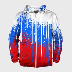 Ветровка с капюшоном мужская Патриот - флаг, цвет: 3D-белый