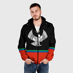 Ветровка с капюшоном мужская Дагестан цвета, цвет: 3D-черный — фото 2