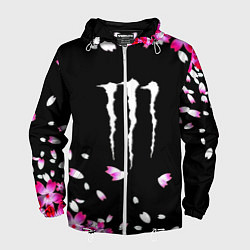 Ветровка с капюшоном мужская Monster energy sakura, цвет: 3D-белый